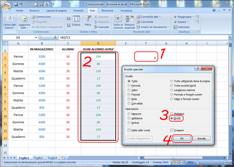 fare-divisione-in-excel